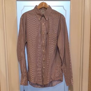 Brooks Brothers Men's Red and White Striped Button-Down Dress Shirt